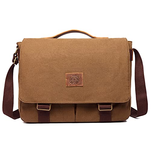 FORRICA Umhängetasche Herren Casual Schultertasche Segeltuch Laptop Kuriertasche für 14 Zoll Laptop Herren Messenger Bag Reise Schule Hochschule Arbeit Outdoor Aktentasche Braun FORRICA Umhängetasche Herren Casual Schultertasche Segeltuch Laptop Kuriertasche für 14 Zoll Laptop Herren Messenger Bag Reise Schule Hochschule Arbeit Outdoor Aktentasche Braun von FORRICA