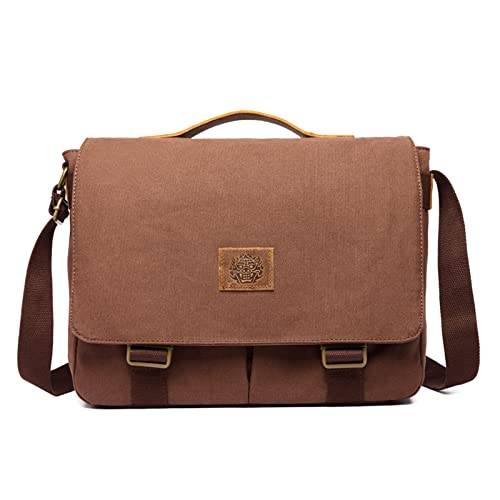 FORRICA Umhängetasche Herren Casual Schultertasche Segeltuch Laptop Kuriertasche für 14 Zoll Laptop Herren Messenger Bag Reise Schule Hochschule Arbeit Outdoor Aktentasche Kaffee FORRICA Umhängetasche Herren Casual Schultertasche Segeltuch Laptop Kuriertasche für 14 Zoll Laptop Herren Messenger Bag Reise Schule Hochschule Arbeit Outdoor Aktentasche Kaffee von FORRICA