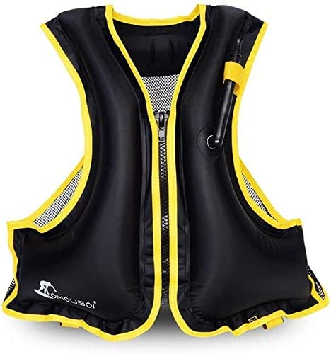 FORWEWAY Schwimmen Jacke Schnorcheln Weste aufblasbare Jacke helle Farbe Schwimmen Weste Auftrieb Schwimmen Weste Schnorcheln für Erwachsene Fitting Wassersport (SCHWARZ) von FORWEWAY