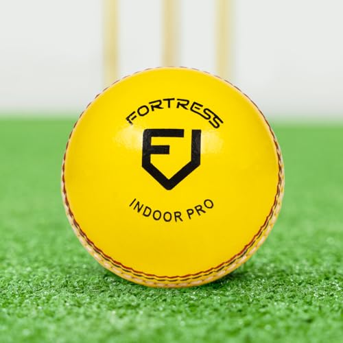 FORTRESS Indoor Pro Cricketbälle | Gelbes Leder in Profiqualität für maximale Sichtbarkeit – Packungen mit 1, 6 oder 24 Stück (Packung von 24) von FORZA