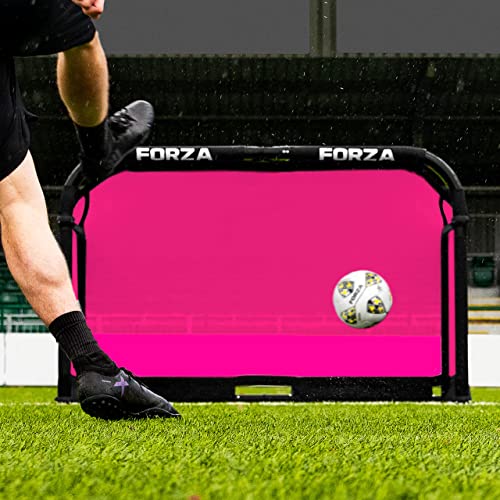 FORZA Aluminium-POD-Fußballtore 1,5m x 0,9m – Zusammenklappbares Fußballtor mit optionaler Tragetasche – 9 leuchtende Farben (Rosa, Mit Tragetasche) von FORZA
