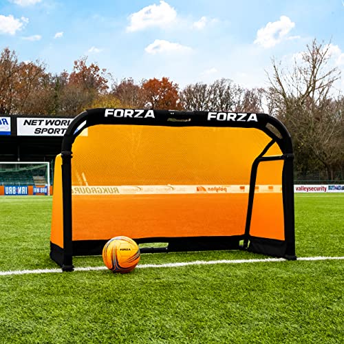 FORZA Aluminium-POD-Fußballtore 1,8m x 1,2m – Zusammenklappbares Fußballtor mit optionaler Tragetasche – 9 leuchtende Farben (Orange, Ohne Tragetasche) von FORZA
