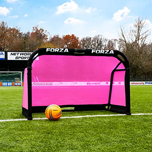 FORZA Aluminium-POD-Fußballtore 1,8m x 1,2m – Zusammenklappbares Fußballtor mit optionaler Tragetasche – 9 leuchtende Farben (Rosa, Ohne Tragetasche) von FORZA