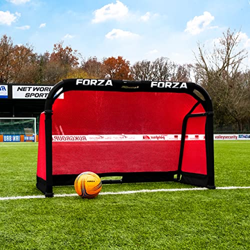 FORZA Aluminium-POD-Fußballtore 1,8m x 1,2m – Zusammenklappbares Fußballtor mit optionaler Tragetasche – 9 leuchtende Farben (Rot, Mit Tragetasche) von FORZA