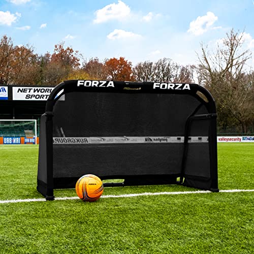 FORZA Aluminium-POD-Fußballtore 1,8m x 1,2m – Zusammenklappbares Fußballtor mit optionaler Tragetasche – 9 leuchtende Farben (Schwarz, Ohne Tragetasche) von FORZA