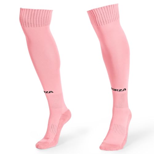 FORZA Classic Fußballsocken [9 Farben] | Kniehohe Fußballsocken mit verstärkter Ferse und Spitze – erhältlich in den Größen XS-XL (Rosa, L/XL) von FORZA