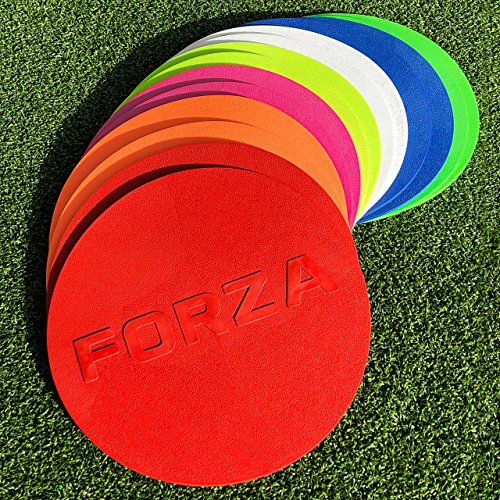 FORZA Flache Markierungshütchen - runde Sport-Markierungsteller - in 8 Farben erhältlich | Markierungsscheiben für Sportplätze (Weiß) von FORZA