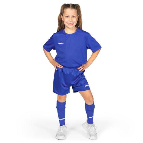 FORZA-Fußballtrikot für Kinder | Unisex-Fußballtrikot mit kurzen Ärmeln für Kinder [9 Farben] (Blau, 5-6) von FORZA