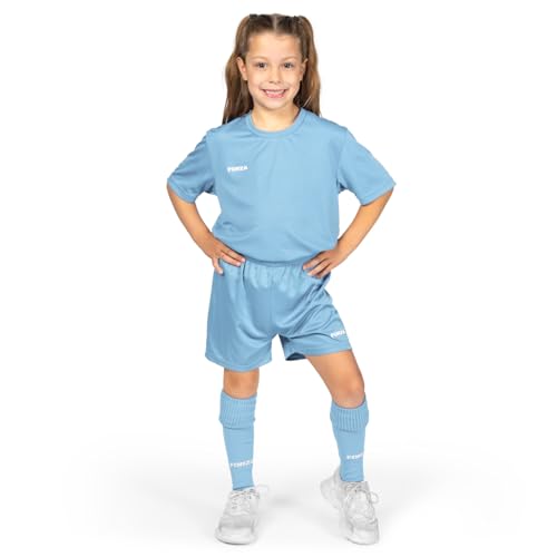 FORZA-Fußballtrikot für Kinder | Unisex-Fußballtrikot mit kurzen Ärmeln für Kinder [9 Farben] (Hellblau, 11-12) von FORZA