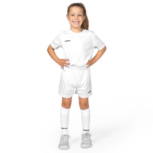 FORZA-Fußballtrikot für Kinder | Unisex-Fußballtrikot mit kurzen Ärmeln für Kinder [9 Farben] (Weiß, 13-14) von FORZA