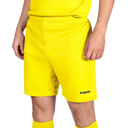 FORZA Herren-Fußballshorts im klassischen Design [XS-XXL] – Trainingsshorts aus hochwertigem Polyester | 9 kräftige Farboptionen (Gelb, L) von FORZA