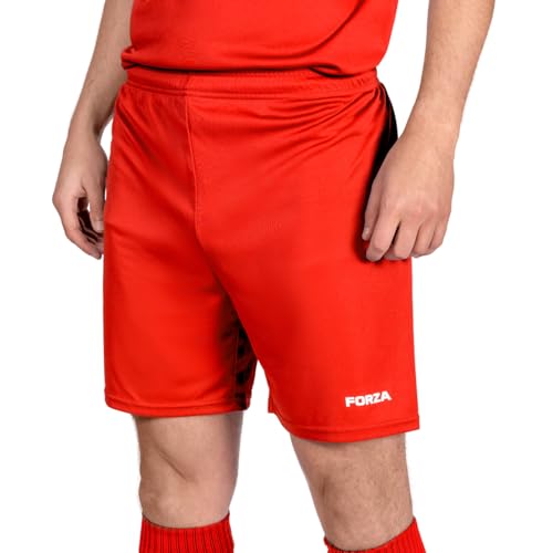 FORZA Herren-Fußballshorts im klassischen Design [XS-XXL] – Trainingsshorts aus hochwertigem Polyester | 9 kräftige Farboptionen (Rot, XS) von FORZA