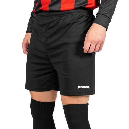 FORZA Herren-Fußballshorts im klassischen Design [XS-XXL] – Trainingsshorts aus hochwertigem Polyester | 9 kräftige Farboptionen (Schwarz, M) von FORZA