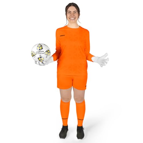 FORZA-Torwart-Set für Damen | Premium-Langarmtrikot-Uniformpaket inklusive Torwart-Shirt, Shorts und Sockenset [4 Farben] – Größen XS-XL (Orange, L) von FORZA