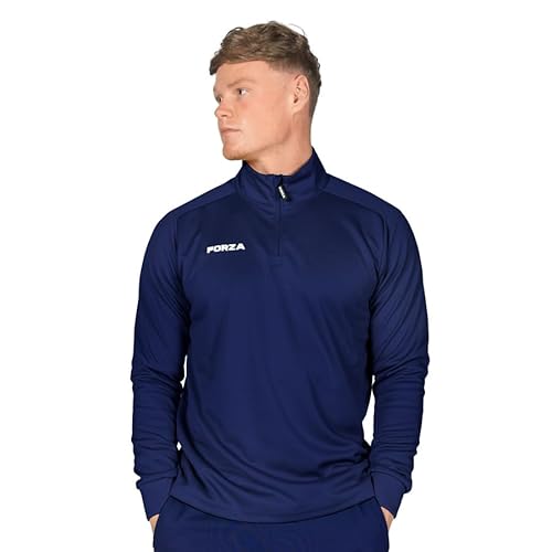 FORZA Trainingsjacke für Herren | Trainingsjacke mit Viertelreißverschluss – Mittelschicht für Fußballer, Läufer und alle Sportler [6 Farboptionen] (Marineblau, XXL) von FORZA