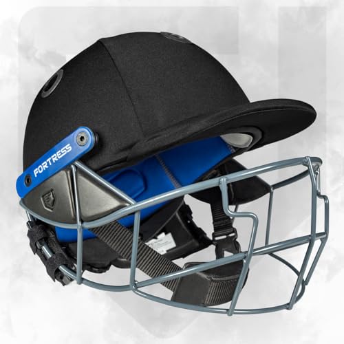 Fortress Pro STL Cricket-Helm – Profi-Cricket-Helm für Junior-, Jugend- und Senior-Spieler | 3 Größen | Verstellbare Cricket-Helme | 4 Farboptionen (Schwarz, Mittel (56–59cm)) von FORZA