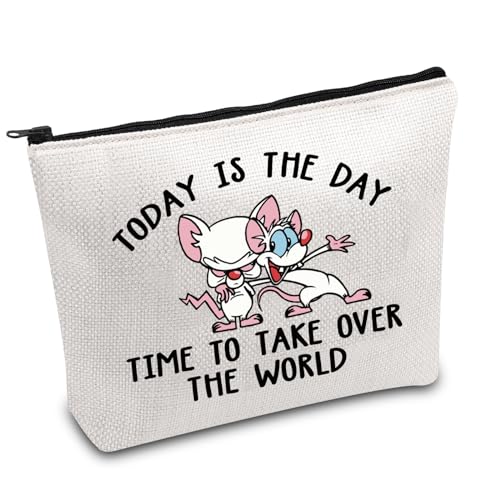 Brain & Pinky Geschenk Cartoon Charaktere Liebhaber Geschenk Komödie Anime TV-Serie Make-up-Tasche Ratte Gehirn Kosmetiktasche BFF Geschenk, weiß, THE WORLD UK Brain & Pinky Geschenk Cartoon Charaktere Liebhaber Geschenk Komödie Anime TV-Serie Make-up-Tasche Ratte Gehirn Kosmetiktasche BFF Geschenk, weiß, THE WORLD UK von FOTAP
