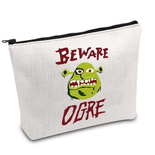 FOTAP Kosmetiktasche mit Aufschrift "Beware Ogre Shrek Inspire", Oger, Shrek, Merch, Shrek, Filmgeschenk, Shrek-Figuren, Kosmetiktasche, Shrek-Fan-Geschenk, Vorsicht Oger, Tasche von FOTAP