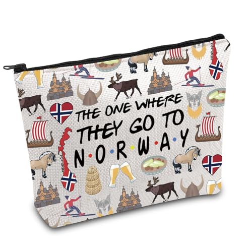 FOTAP Kosmetiktasche Norwegen Reise Norwegen Reise Geschenk Finnland Souvenir Geschenk Norwegen Reisetasche Einweihungsgeschenk, weiß, Norwegen, Großbritannien von FOTAP