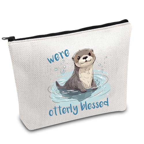 Kosmetiktasche mit Aufschrift "We're Otterly Blessed Otterly Blessed", Kawaii-Otter-Kosmetiktasche, niedliches Otter-Geschenk, Otter-Kosmetiktasche, weiß, Otterly UK Kosmetiktasche mit Aufschrift "We're Otterly Blessed Otterly Blessed", Kawaii-Otter-Kosmetiktasche, niedliches Otter-Geschenk, Otter-Kosmetiktasche, weiß, Otterly UK von FOTAP