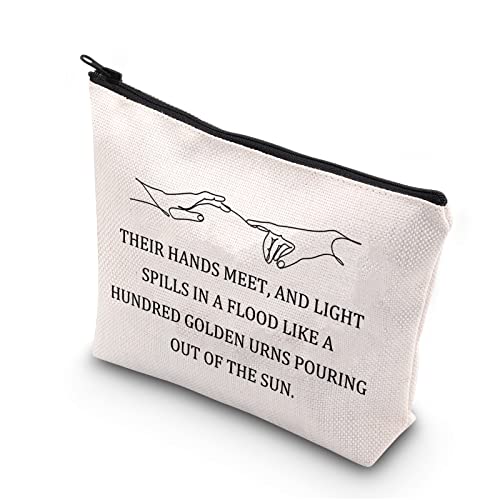 Make-up-Tasche mit Reißverschluss, englischer Aufschrift "Their Hands Meet", englischer Text, weiß, THEIR SUN-UK von FOTAP