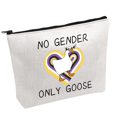 Nonbinary Gift Pride Goose Gift No Gender Only Goose Makeup Bag Gender Neutral Cosmetic Bag Gay Pride Gift, weiß, Nur Goose UK von FOTAP