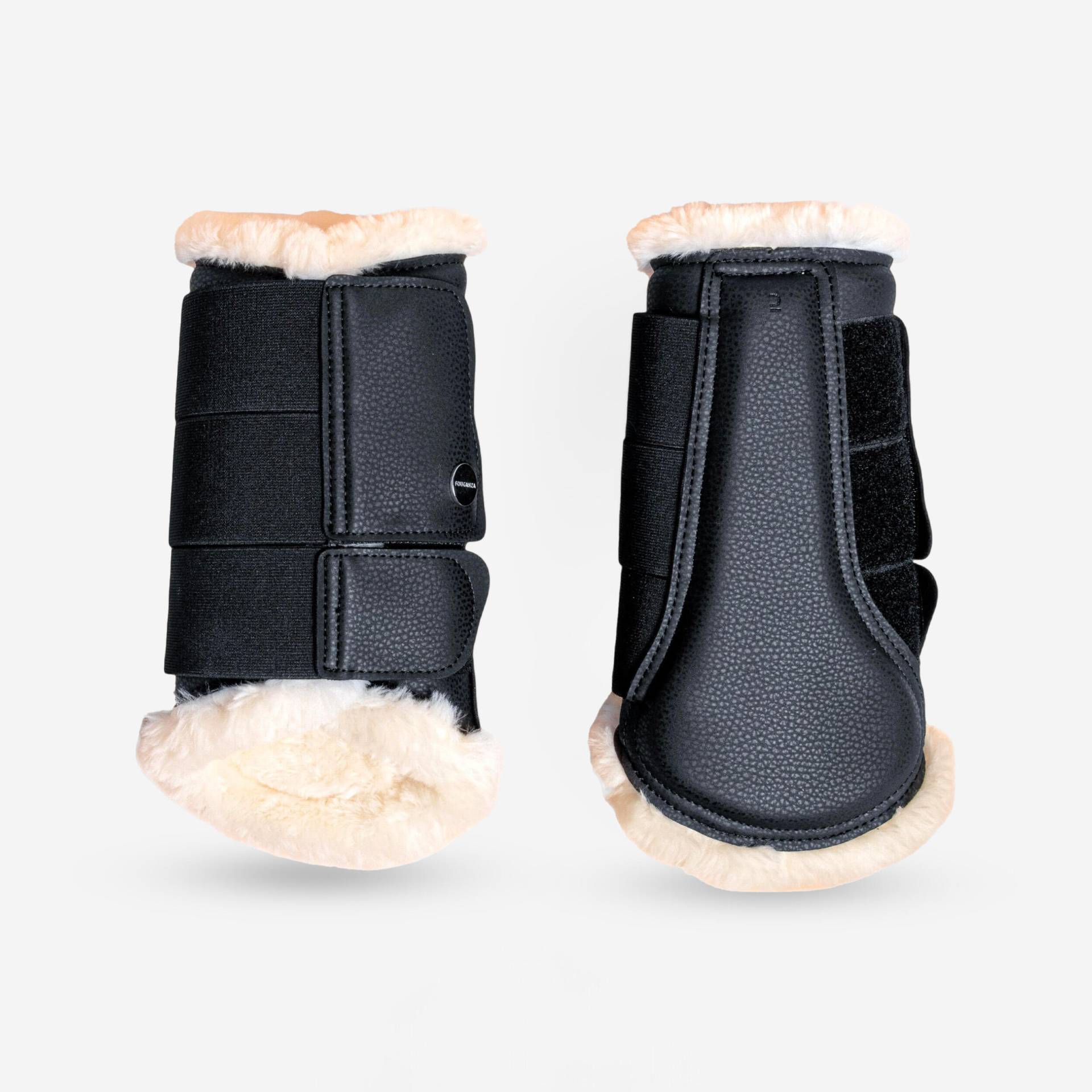 Gamaschen 500 geschlossen Dressur Synthetik-Lammfell Pferd schwarz Gamaschen 500 geschlossen Dressur Synthetik-Lammfell Pferd schwarz von FOUGANZA