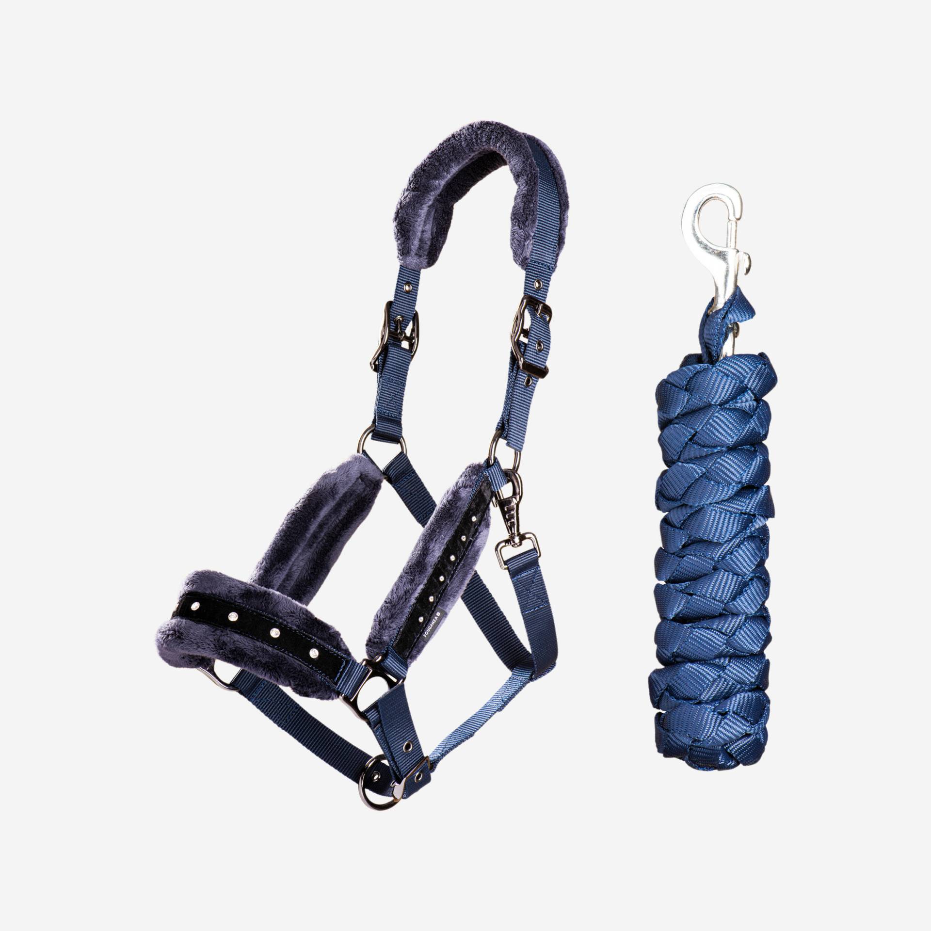 Halfter + Führstrick Pferd/Pony - Strass blau/schwarz Halfter + Führstrick Pferd/Pony - Strass blau/schwarz von FOUGANZA