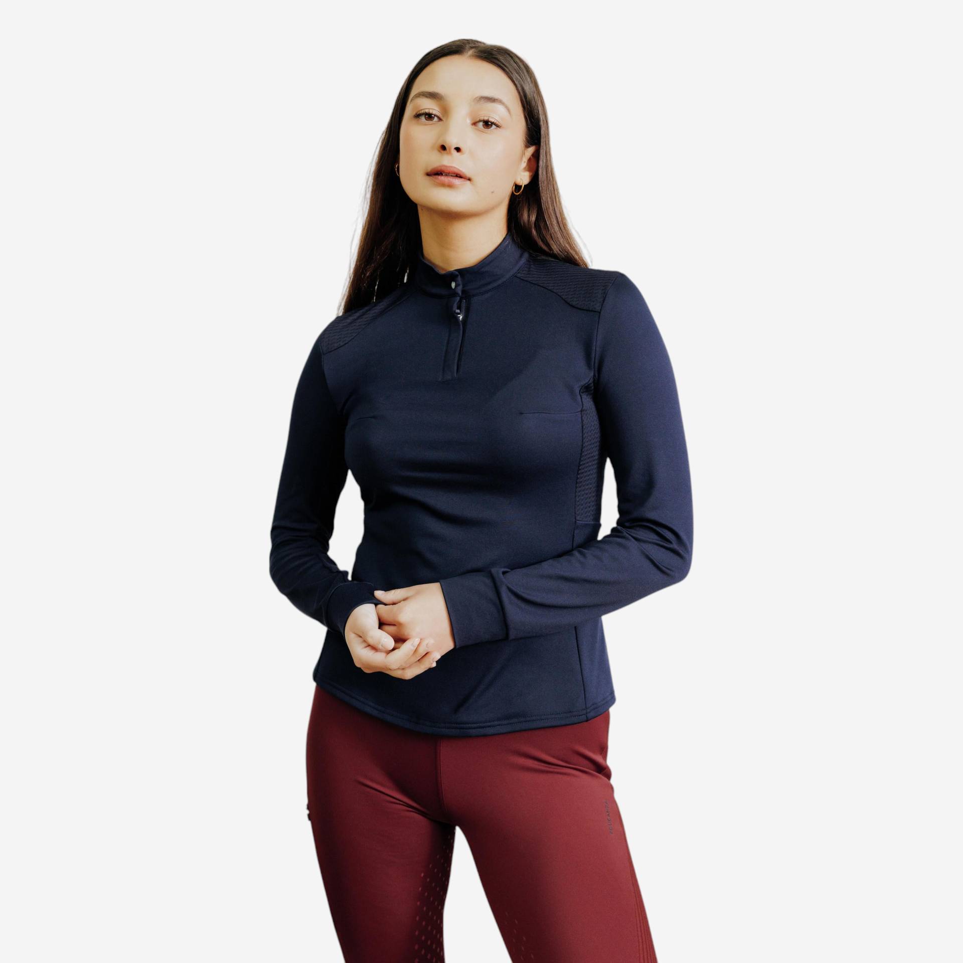 Reit-Poloshirt 500 langarm Damen blau Reit-Poloshirt 500 langarm Damen blau von FOUGANZA