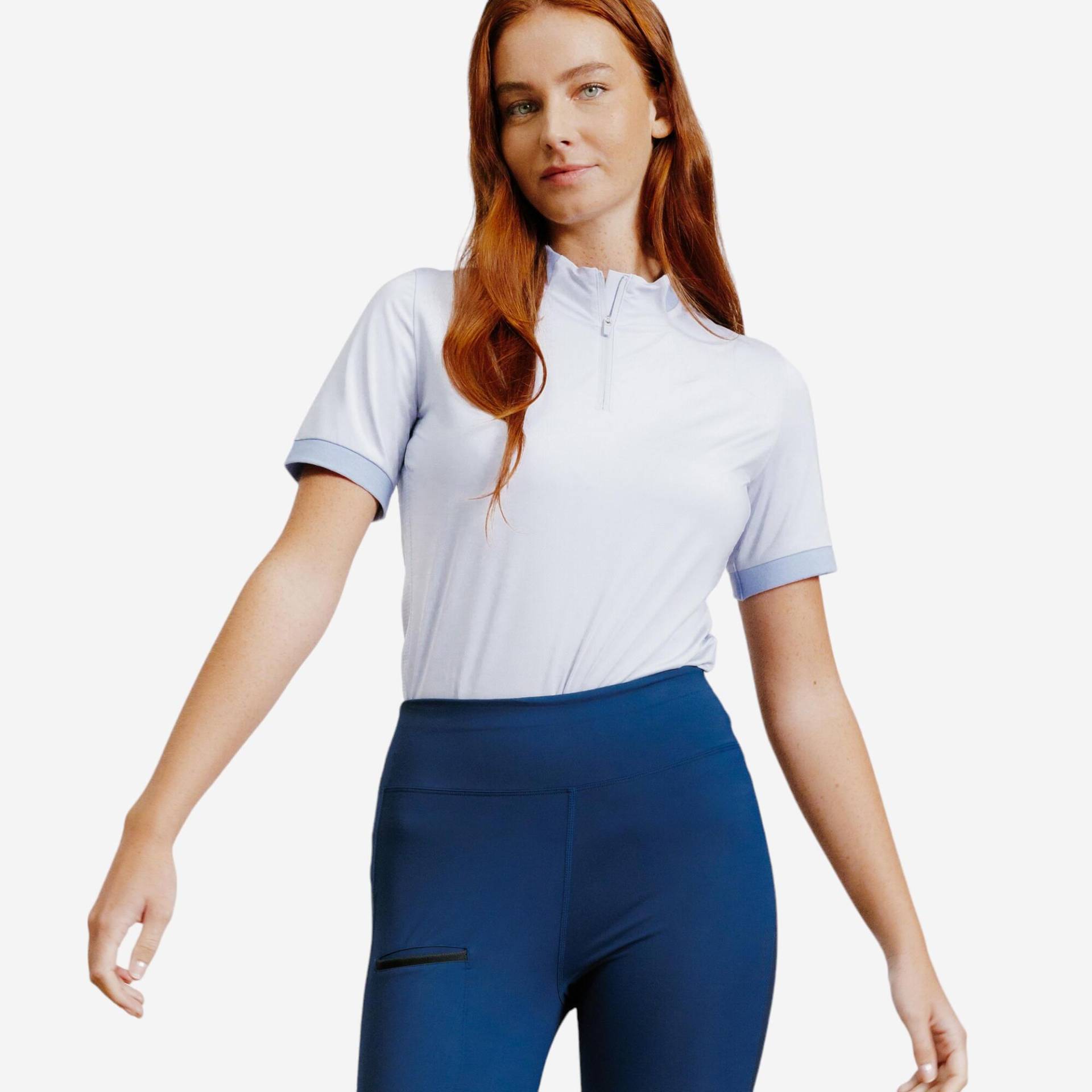 Reit-Poloshirt Heritage kurzarm Damen lavedel von FOUGANZA