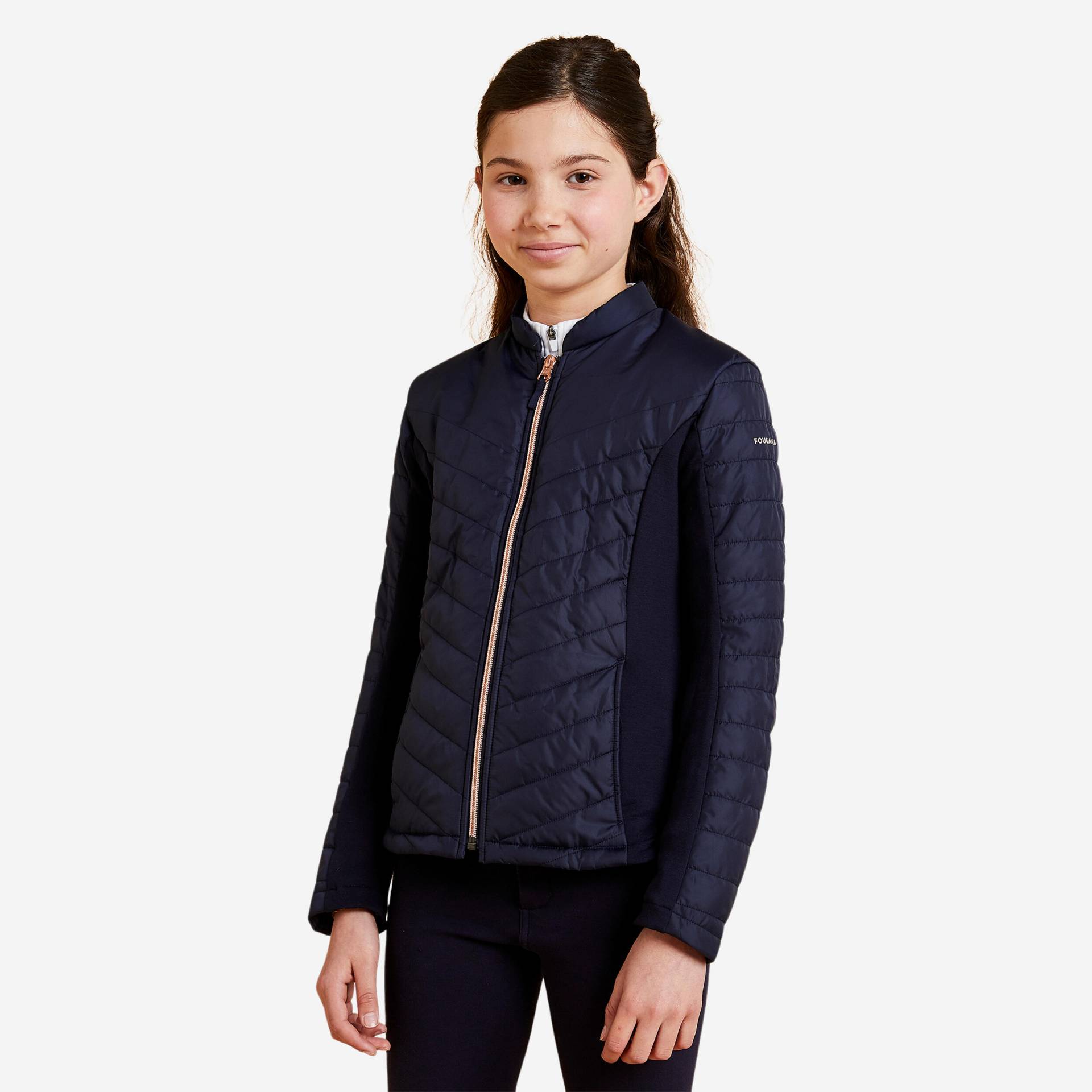 Reitjacke 500 Kinder marineblau rosegoldener Reissverschluss Reitjacke 500 Kinder marineblau rosegoldener Reissverschluss von FOUGANZA