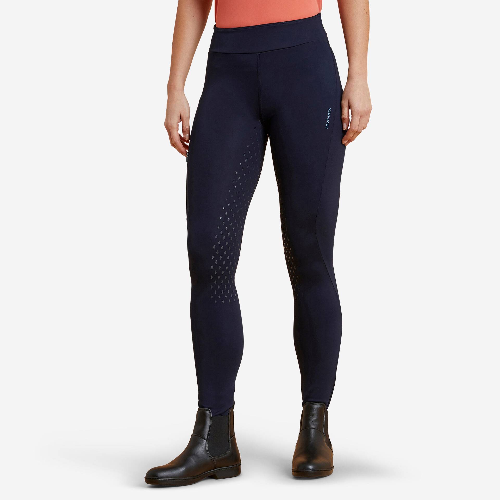 Reitleggings 500 Full Grip Damen blau von FOUGANZA