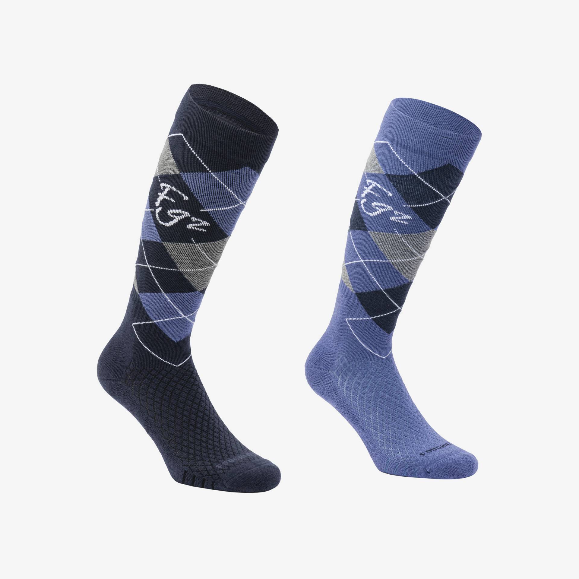 Reitsocken 500 Damen/Herren kariert blau/hellblau Reitsocken 500 Damen/Herren kariert blau/hellblau von FOUGANZA
