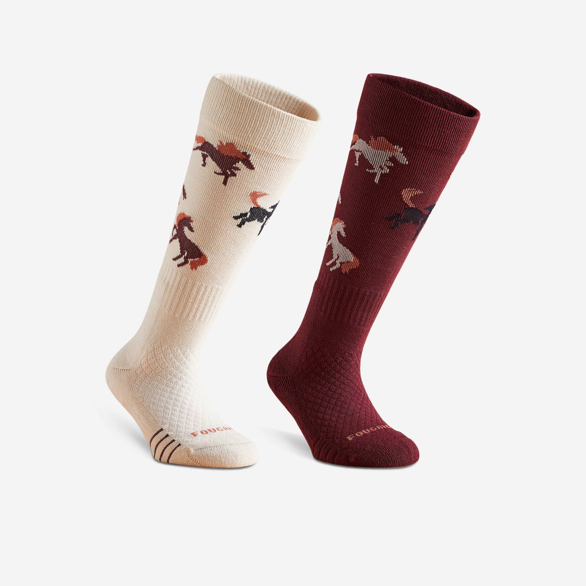 Reitsocken Kinder - 500 bordeaux 2er-Set von FOUGANZA