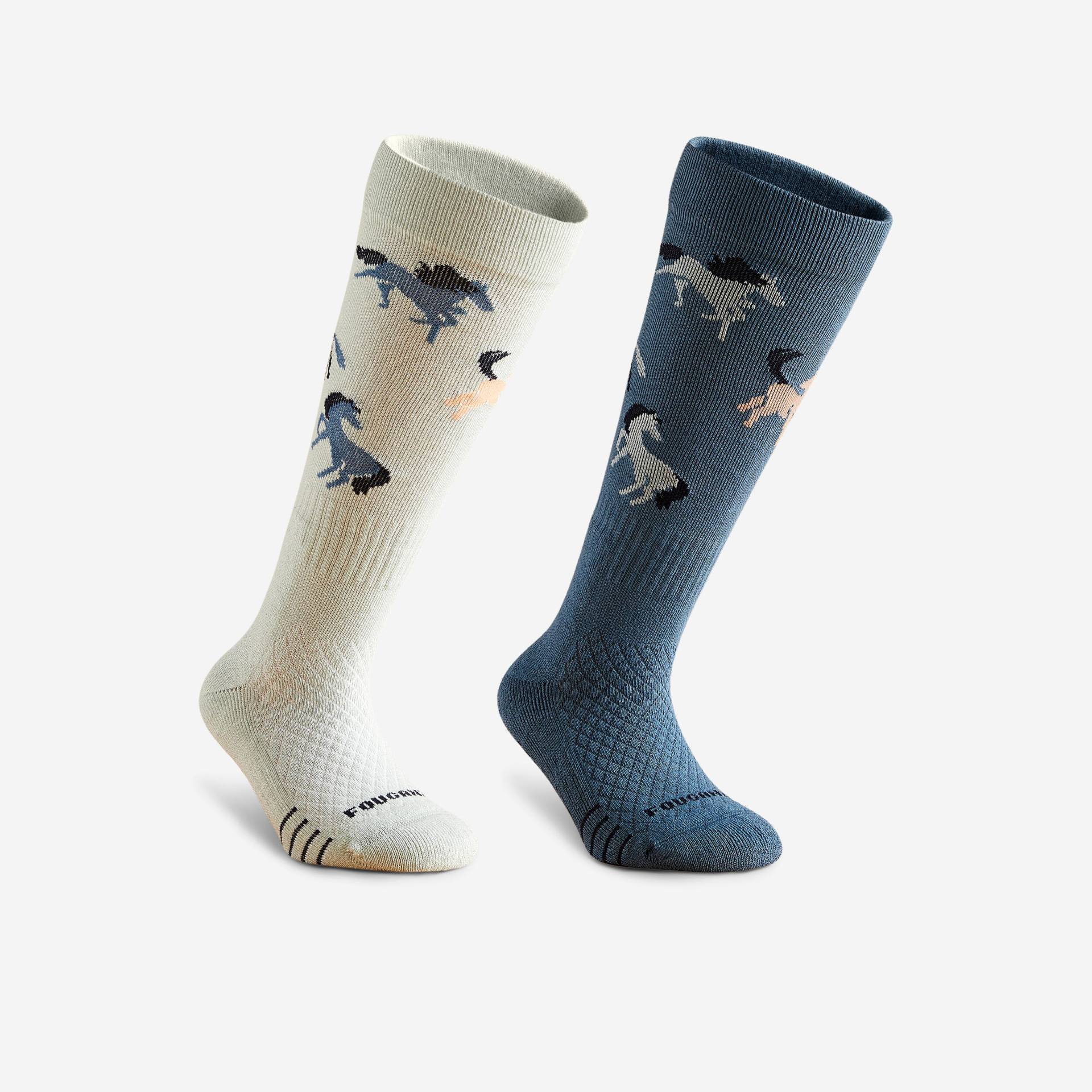 Reitsocken Kinder - 500 grün 2er-Set Reitsocken Kinder - 500 grün 2er-Set von FOUGANZA