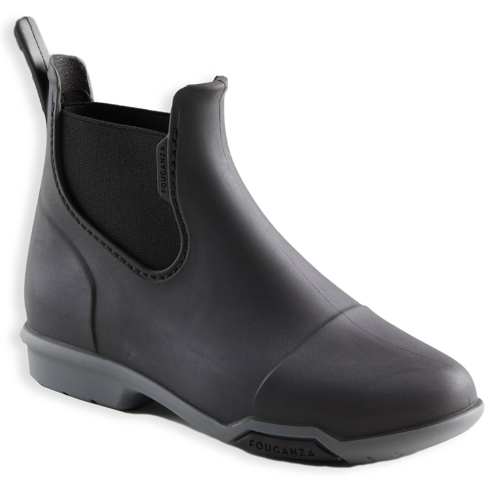 Reitstiefeletten 100 gummi Kinder schwarz/grau von FOUGANZA