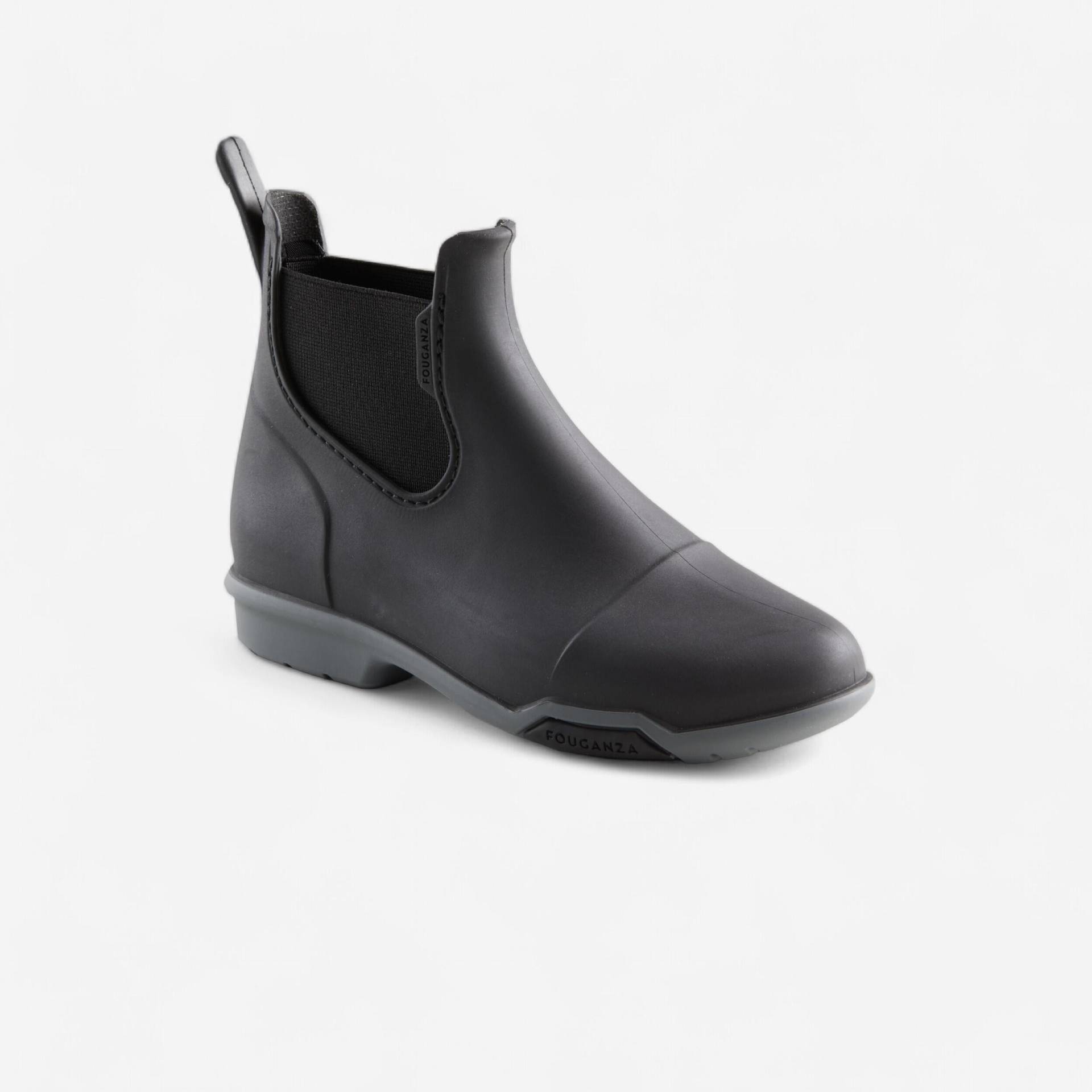 Reitstiefeletten 100 gummi Kinder schwarz/grau Reitstiefeletten 100 gummi Kinder schwarz/grau von FOUGANZA