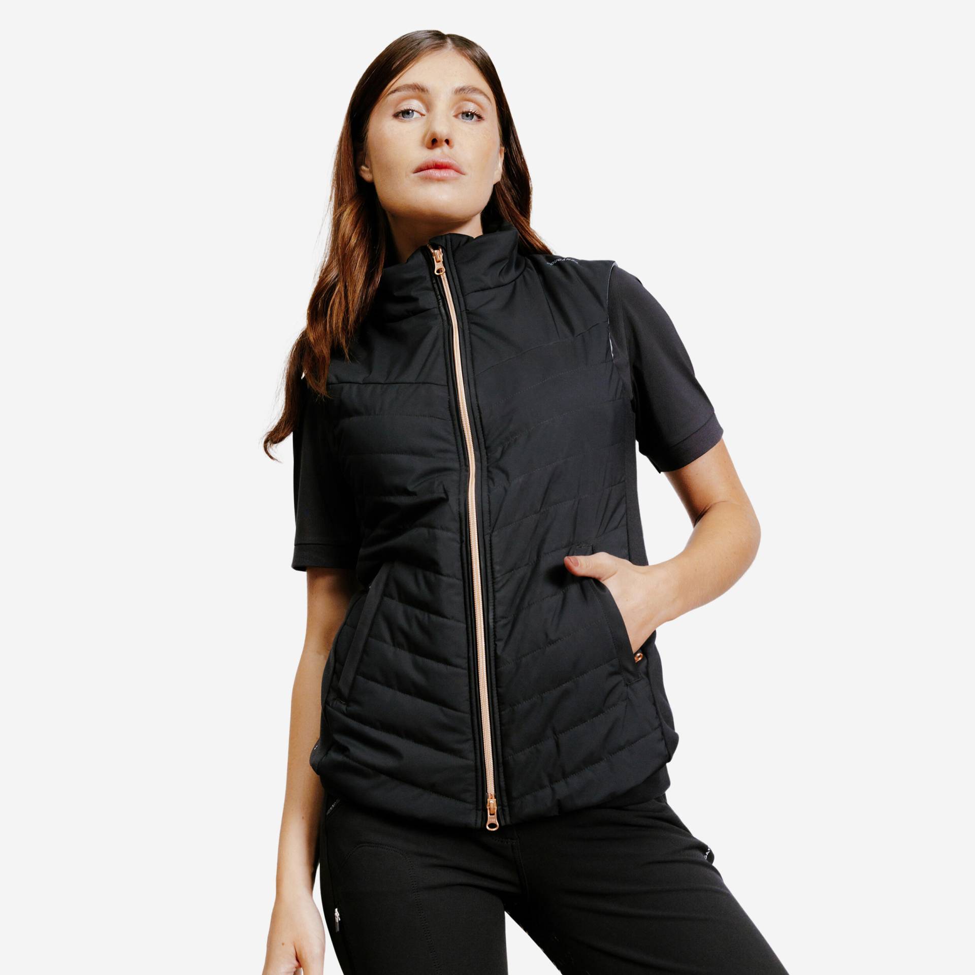Reitweste 500 Damen Reissverschluss roségold schwarz Reitweste 500 Damen Reissverschluss roségold schwarz von FOUGANZA