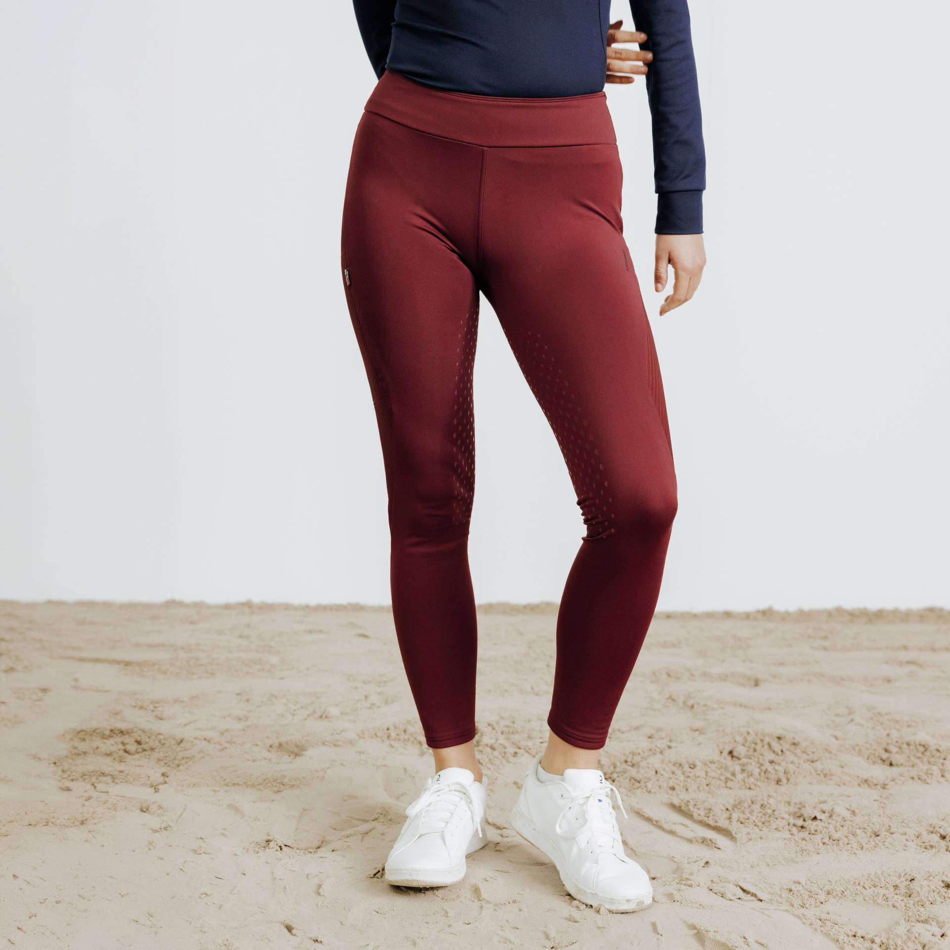 Winter-Reitleggings 500 Fullgrip Damen bordeaux von FOUGANZA