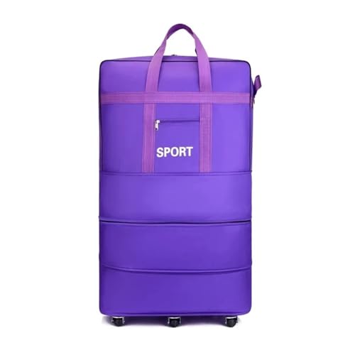 FOVAOK Oxford Fluggesellschaftstasche mit großem Fassungsvermögen, Reise-Universalrad, faltbar, Gepäck, Umzug, Aufbewahrungstasche, rollende Packwürfel, Violett: 110 x 48 x 28 cm, Einheitsgröße von FOVAOK