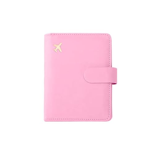 FOVAOK RFID-Reisepasshülle aus PU-Leder für Herren und Damen, Reisepasshülle mit Kreditkartenfach, Brieftaschenschutzhülle, rose pink, Einheitsgröße von FOVAOK