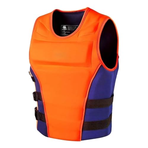 FOVIGUO Erwachsene Rettungsweste mit Reißverschluss und Sicherheitsschnalle, Neopren-Sicherheits- Schwimmweste für Kajakfahren Angeln Surfen Segeln Schwimmen(Orange,M) von FOVIGUO