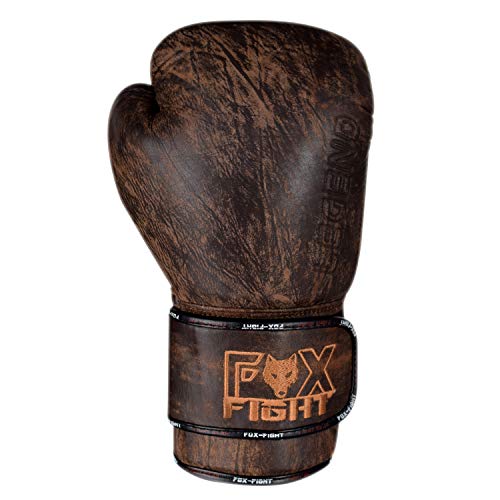FOX-FIGHT Legend Boxhandschuhe aus echtem Leder Boxen Kickboxen Muay Thai Training Sparring 14 OZ braun von FOX-FIGHT