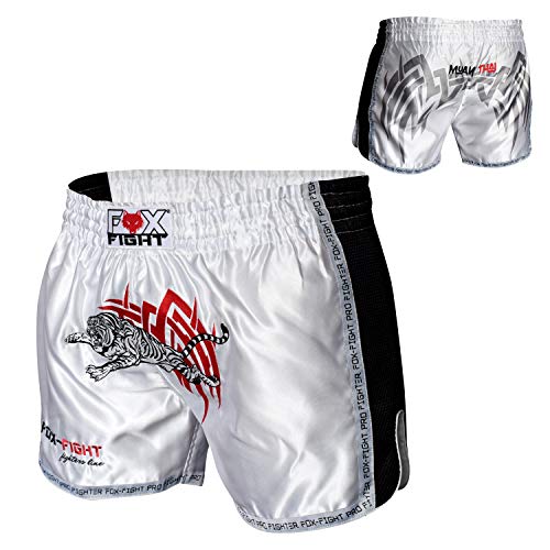 FOX-FIGHT Thai Short Tiger Fight Hosen Shorts Muay Thai Kickboxen UFC Kampfsport Boxen Training MMA XS Weiss FOX-FIGHT Thai Short Tiger Fight Hosen Shorts Muay Thai Kickboxen UFC Kampfsport Boxen Training MMA XS Weiss von FOX-FIGHT