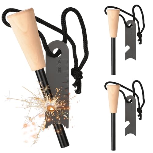 Cresbel 3 Stück Feuerstahl: Survival Feuerstein, Feuerstarter Set mit Paracord Zunder, Feuerstein mit Extrem Starker Funkenflug, Feuerstarter für Camping, Outdoor, Bushcraft, Survival Cresbel 3 Stück Feuerstahl: Survival Feuerstein, Feuerstarter Set mit Paracord Zunder, Feuerstein mit Extrem Starker Funkenflug, Feuerstarter für Camping, Outdoor, Bushcraft, Survival von FOXCUP