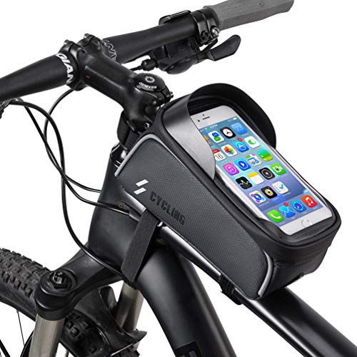 Fahrradrahmen-Tasche, wasserdichte Fahrrad-Lenkertasche, Fahrradtasche, Fahrradtasche, Halterung für iPhone XS, MAX XR X 8, 7, 6, 6S Plus, Samsung S9, S8, Smartphones unter 16,5 cm Fahrradrahmen-Tasche, wasserdichte Fahrrad-Lenkertasche, Fahrradtasche, Fahrradtasche, Halterung für iPhone XS, MAX XR X 8, 7, 6, 6S Plus, Samsung S9, S8, Smartphones unter 16,5 cm von FOXCUP