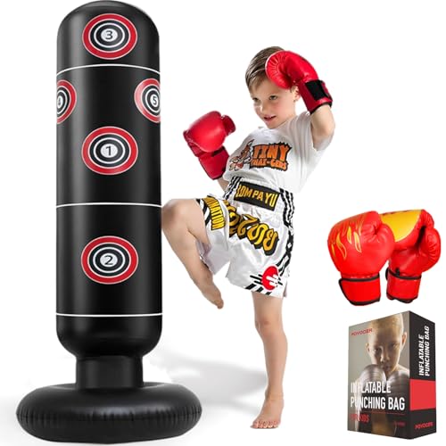 FOYOCER Boxsack Kinder mit Boxhandschuhen 160 cm Aufblasbarer Boxsack für Kinder von 3–12 Jahren Trainingsspielzeug zum Spielen zu Hause Geschenk für Jungen und Mädchen BPA-frei 2024 Neu (Schwarz) FOYOCER Boxsack Kinder mit Boxhandschuhen 160 cm Aufblasbarer Boxsack für Kinder von 3–12 Jahren Trainingsspielzeug zum Spielen zu Hause Geschenk für Jungen und Mädchen BPA-frei 2024 Neu (Schwarz) von FOYOCER