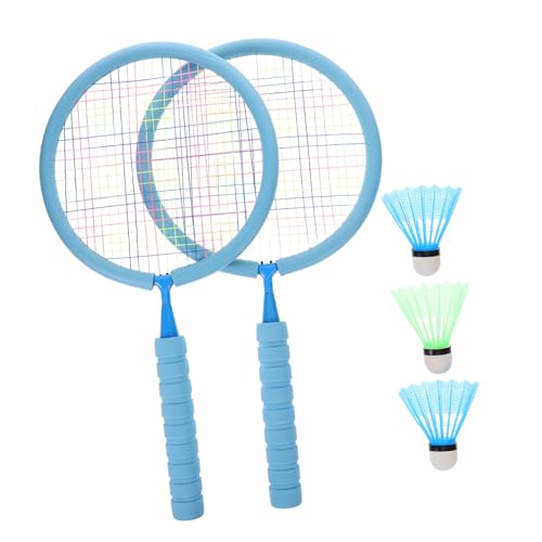 FOYTOKI 1 Set Kinder Badmintonschläger Badminton Kit Paddelballschläger Mit Bällen Tischtennisschläger 2 Spieler Badmintonschläger Spielzeug Badmintonschläger Holz Blau von FOYTOKI