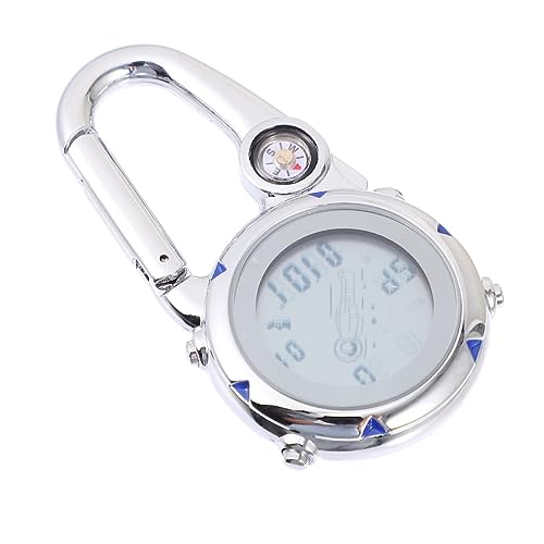 FOYTOKI 1Stk Taschenuhr Damenuhren Krankenschwester Uhr Karabiner Digitaluhr wasserdichte Uhren Digitale Uhren Ansteckuhr tragbare Sportuhr Leuchtende Uhr Outdoor-Uhr Rostfreier Stahl Blue von FOYTOKI