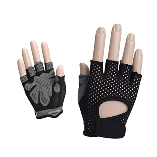 FOYTOKI Modische Halbfinger Handschuhe Für Krafttraining rutschfeste Damen Handschuhe Mit Handflächenpolsterung Für Gewichtheben Und Hanteltraining Schwarz Größe L Ideal Für Fitness von FOYTOKI